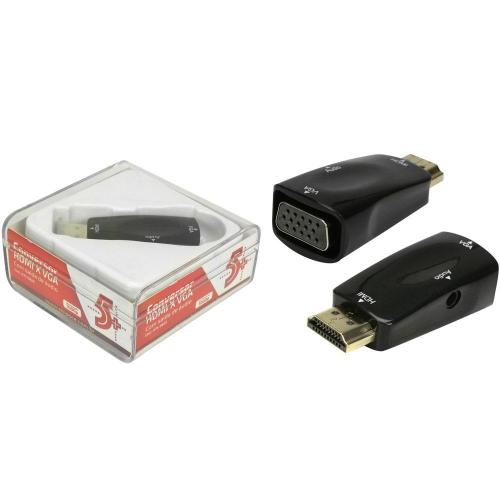 Adaptador Conversor HDMI Macho/ VGA Fem+Áudio 5+