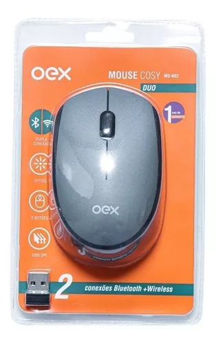 Mouse Wireless+Bluetooth Cosy Duo MS602 Cinza OEX