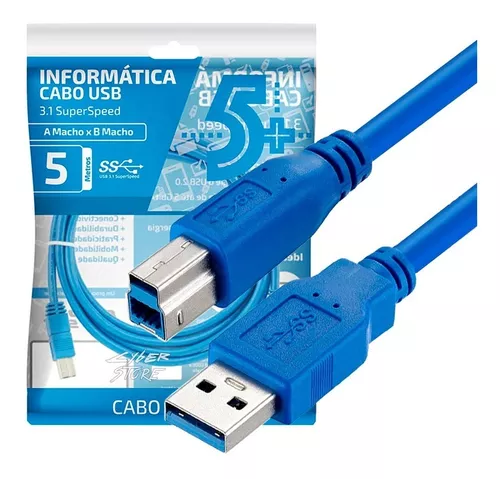 Cabo USB 5,00m 3.1 Para Impressora 5+