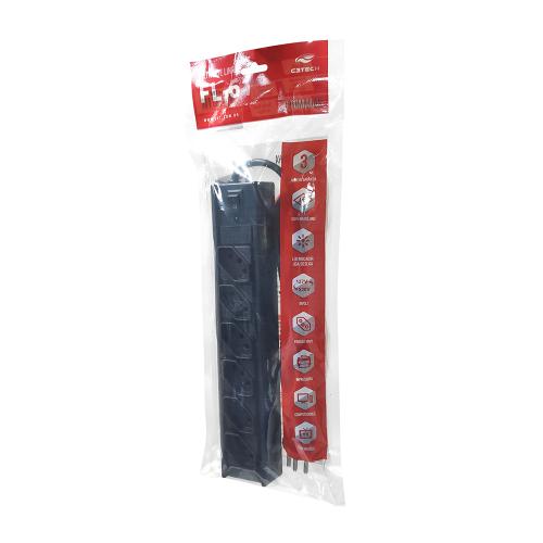 Filtro de Linha 6 Tomadas FL-61 Preto C3Tech