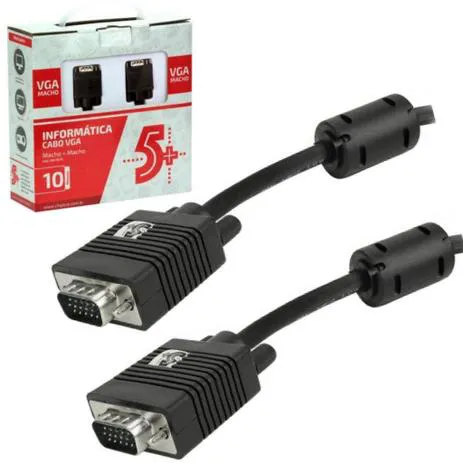 Cabo VGA p/ Monitor e Projetor 10m 5+