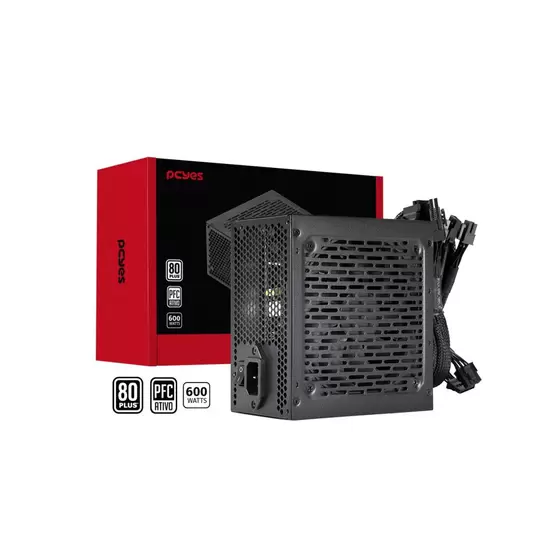 Fonte Real ATX 600W 80 Plus White Shocker PCYes