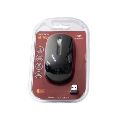 Mouse Wireless Recarregável M-W80BK Preto C3 Tech