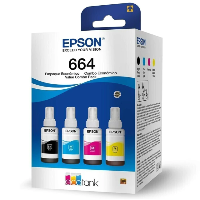 Kit Refil de Tinta 70ml T664 Kit 4 Cores Epson